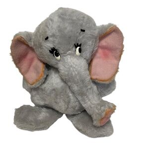 Happiness Aid VTG Gray Elephant Plush Toy Stuffed Animal 20”